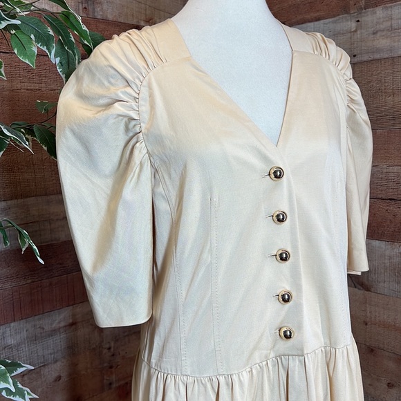 REBECCA TAYLOR Vintage 80’s Inspired Buttercream 1/2 Sleeve Faille Dress - Picture 3 of 16